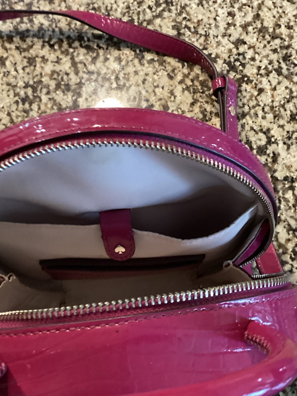 kate spade Hot Pink Patent Magenta Croc Embossed Round Top Handle Mini Bag. - Picture 5 of 5